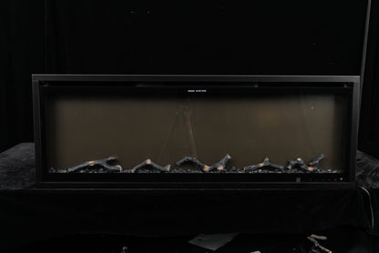 FJORTA Odin 50 inch – frontaanzicht zonder vlam, zwart stalen frame
